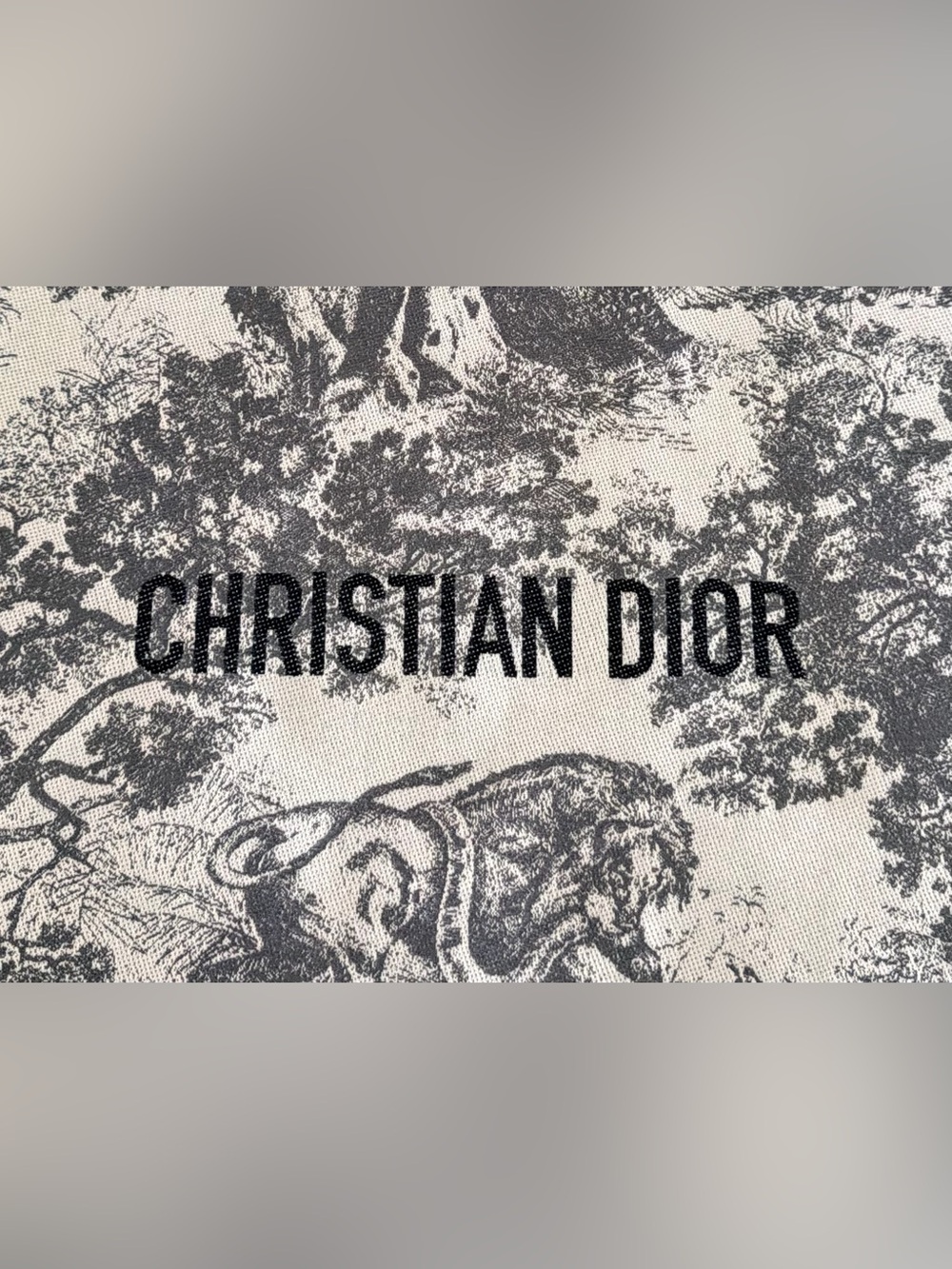 Christian Dior Grey Embroidered Logo Tote Shopping Bag - Picture 2 of 5